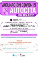 Llamamiento vacunación segunda dosis COVID-19 AUTOCITA