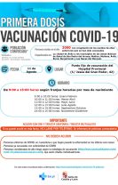 Llamamientos de primeras dosis para los nacidos entre 1998 y 2001