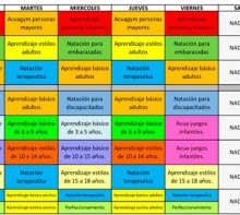 Horarios de actividades de la piscina cubierta municipal